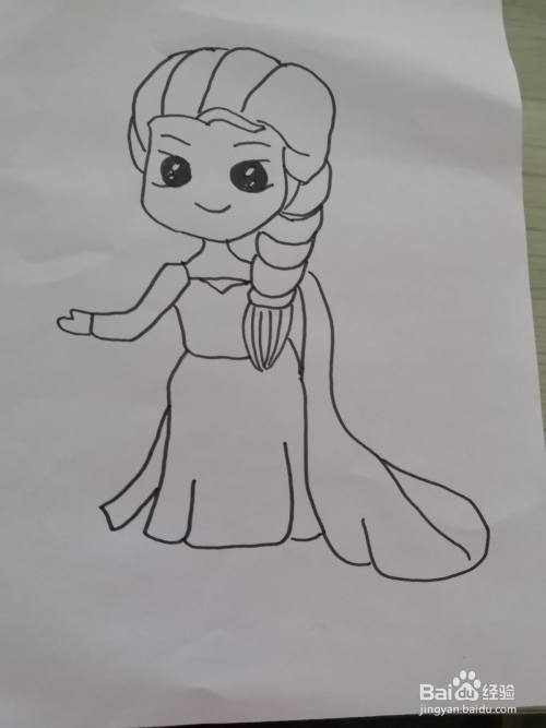 爱莎简笔画涂色