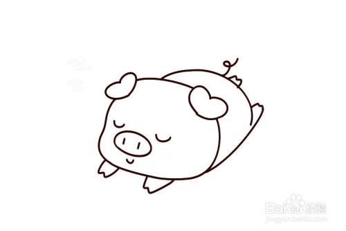 睡觉的可爱小粉猪的画法