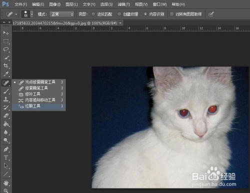 ps如何使用红眼工具