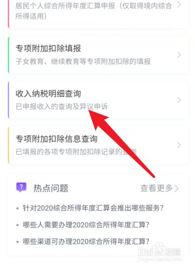 接着在个人所得税界面点击收入纳税明细查询.