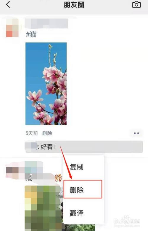 微信朋友圈如何删除他人评论?
