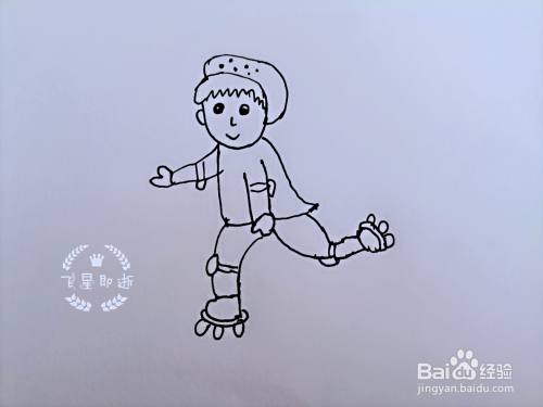 儿童简笔画 一个溜冰的男孩