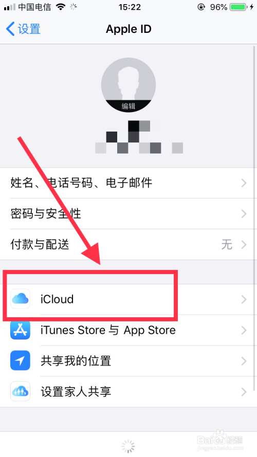 进入apple id后,点击icloud