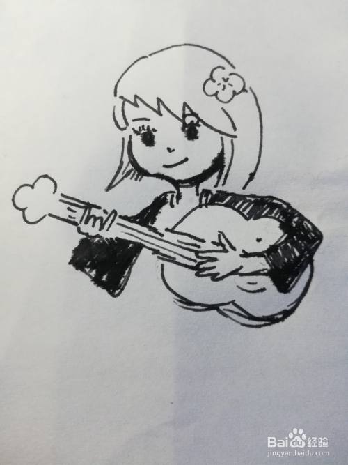 怎么画弹吉他的小女孩