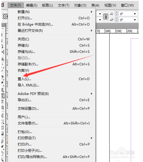 然后我们点击菜单栏的文件,选择置入