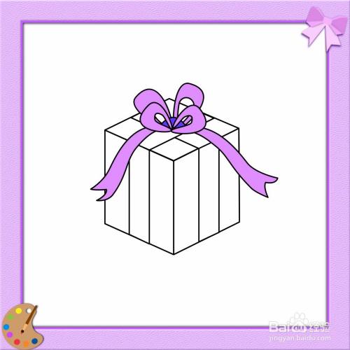 立方体礼品盒的简笔画怎么画?