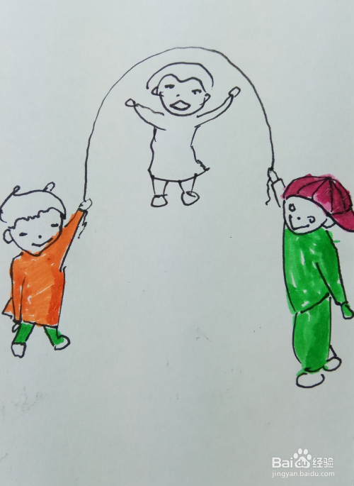怎样画儿童简笔画"跳大绳"?