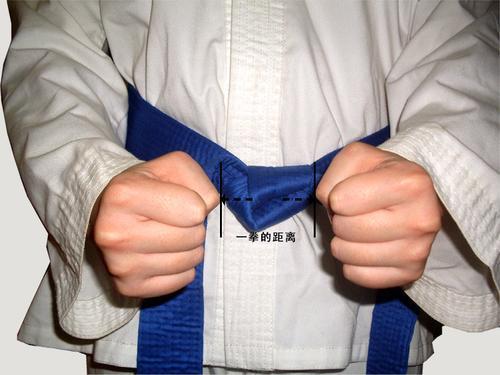 两拳距自己身体的距离也是一拳,拳眼向上.