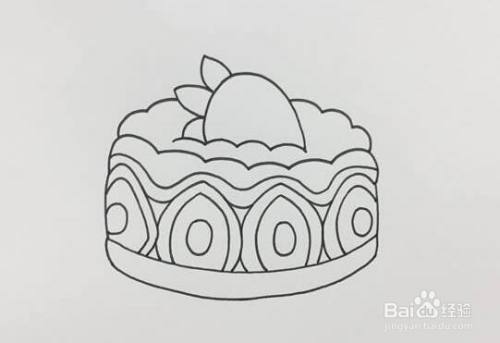 日蛋糕简笔画彩色画法