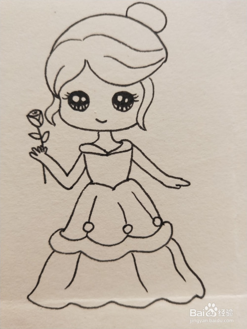 怎样画简笔画——贝尔公主