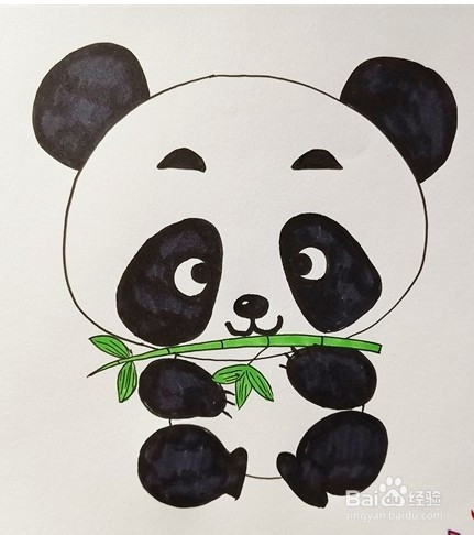 简笔画系列-怎么画抱着竹子的熊猫简笔画