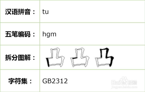 凸字五笔怎么拆