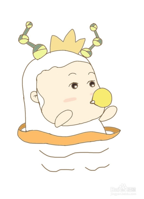 画1只创意的萌小动物:小白公主吹泡泡(画法)