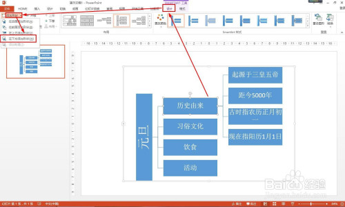 元旦的思维导图怎么用ppt来画