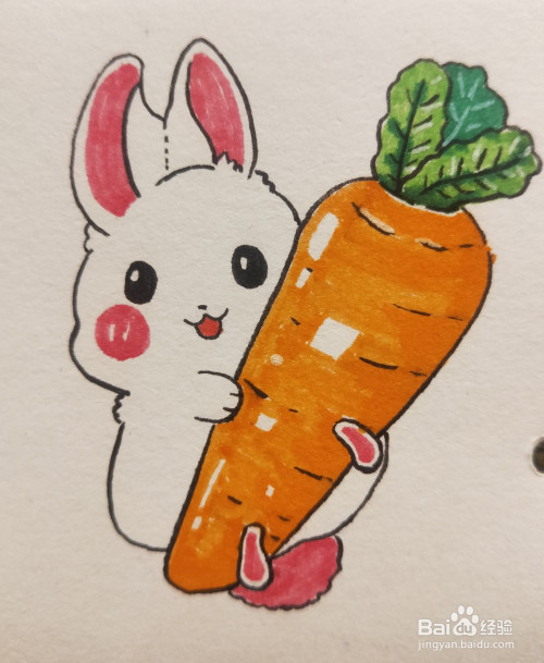怎样画简笔画——爱吃胡萝卜的小兔子