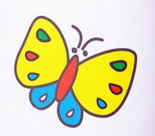 4 然后在蝴蝶翅膀上画漂亮的花纹 5 最后为蝴蝶涂上好看的颜色