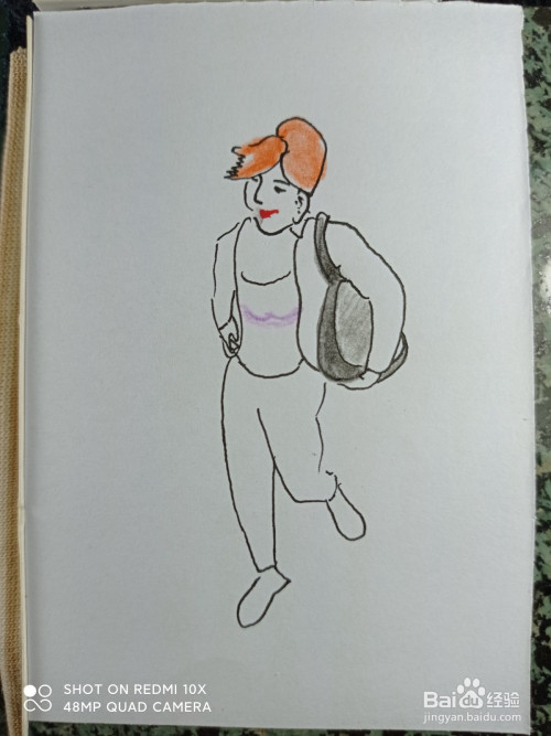 怎样画简笔画潇洒背包的女人?
