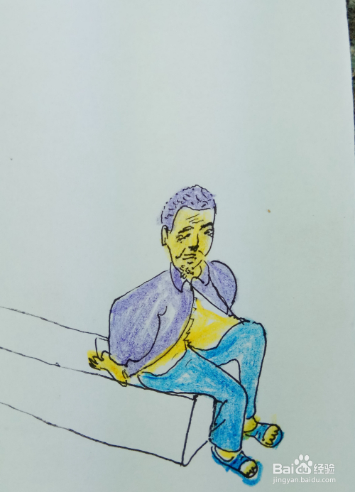 怎样画简笔画"坐在长椅上的老人?