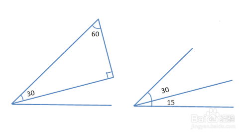 (2)再使用三角尺画30度角,画图时30度角和45度角的一个边重合.