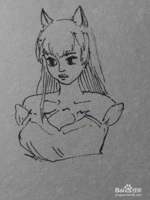 猫妖少女简笔画