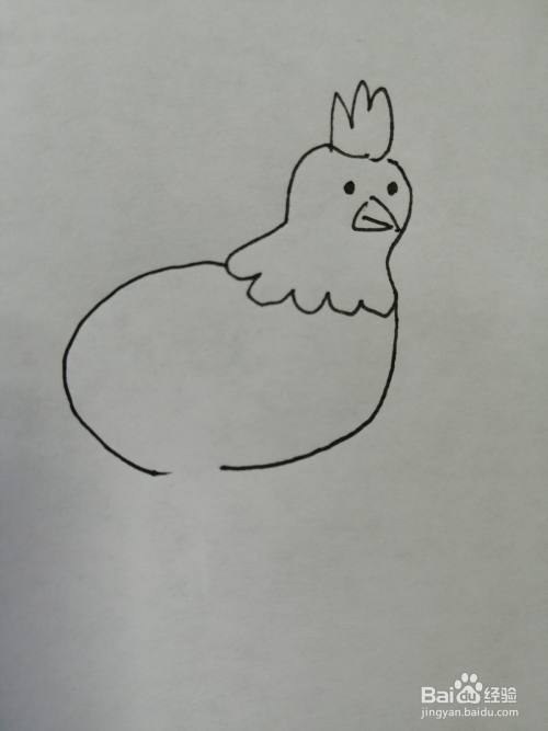 第三步,然后继续画出可爱的小鸡的身体,注意身体轮廓的画法.