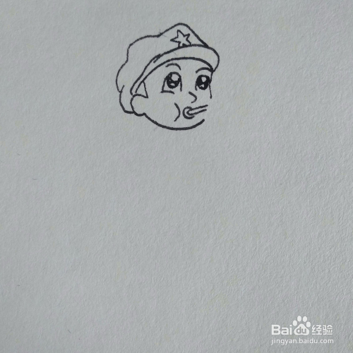 手工/爱好 > 书画/音乐  1 先画出八路军头上戴的八角帽子,注意画出