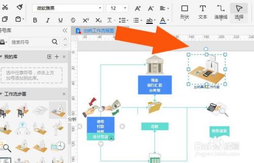 亿图10软件中如何画出纳工作流程图