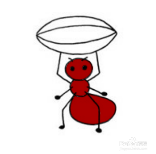 简笔画--q版搬食物的蚂蚁画法