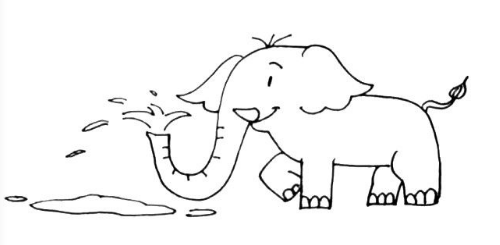怎么画可爱的大象喷水简笔画