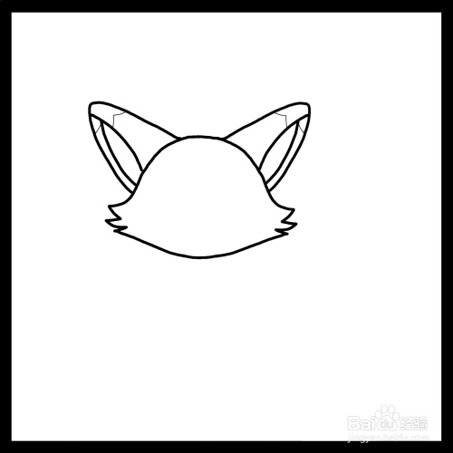 如图,接着画出小狐狸耳朵的轮廓和图案.
