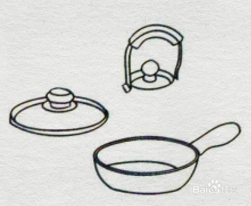 简笔画--厨具炒锅和水壶的简笔画法