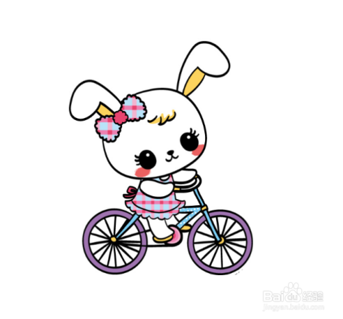 如何手工画骑自行车的卡通兔子简笔画?