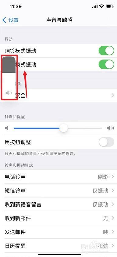 苹果手机侧面音量条不见了