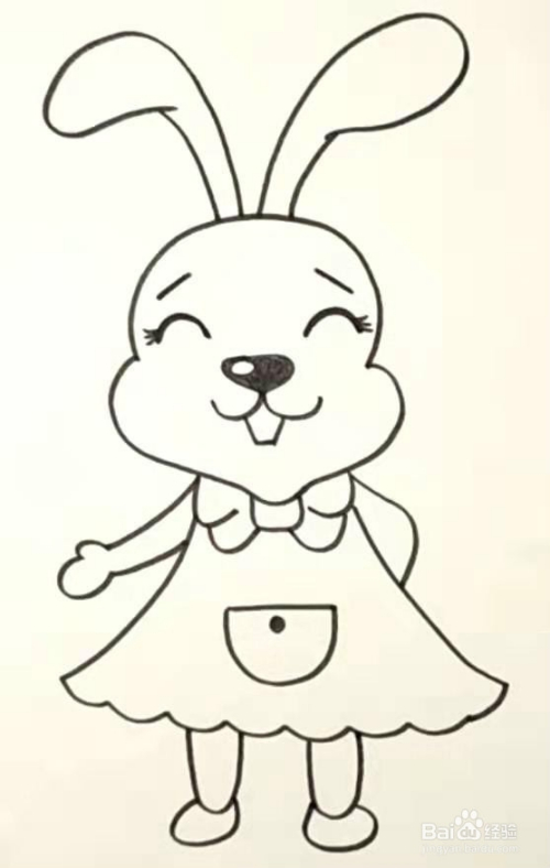 见下图 5 画小兔子穿的漂亮的小裙子和胳膊.