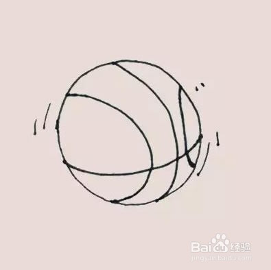 第四步:接着在篮球周围画上一些小的弧线表示篮球滚动的方向.