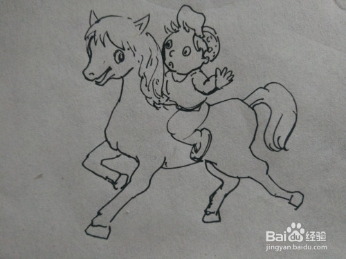 怎么画骑马的小孩简笔画