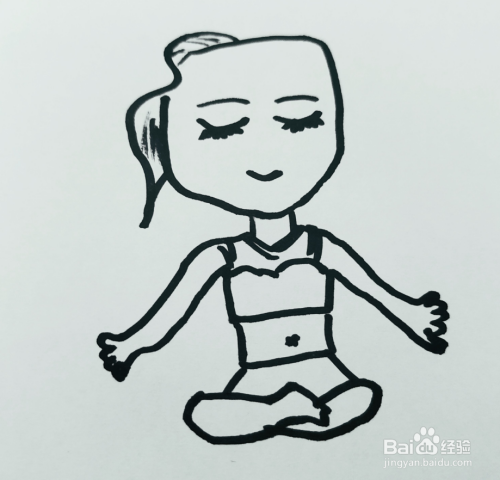 如何来画卡通练瑜伽的卡通女子简笔画呢?