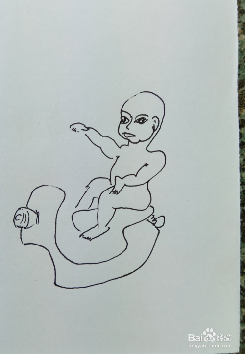 怎样画儿童简笔画坐在电动车上的小男孩?