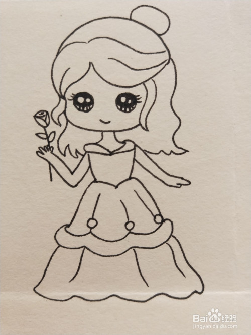 怎样画简笔画——贝尔公主