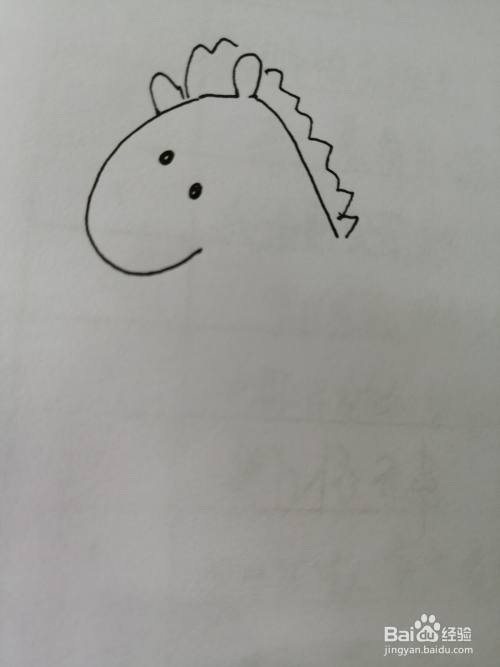 第三步,接着继续把可爱的小斑马的两只黑色大眼睛画出来.
