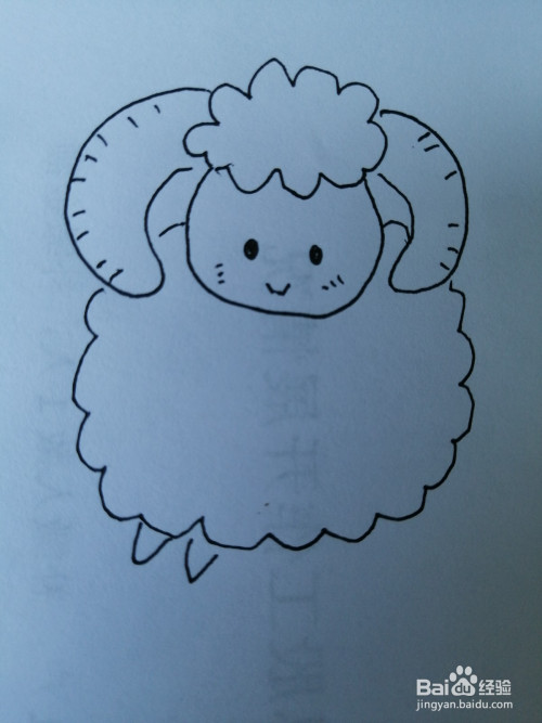 简笔画可爱的小绵羊就画好了.