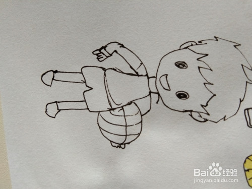 3 第三步:画小男孩的一只手,如图所示.
