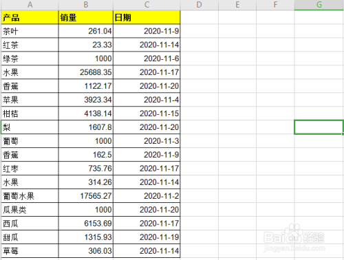 表格中给出一组数据,包含了很多的日期信息,要求我们快速让最近7天