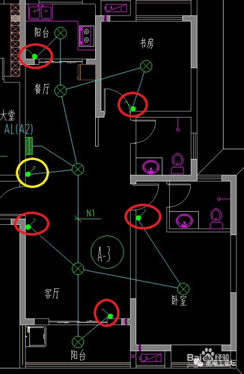 照明灯怎么穿线详图