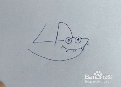 创意简笔画:用数字"400"画大鲨鱼