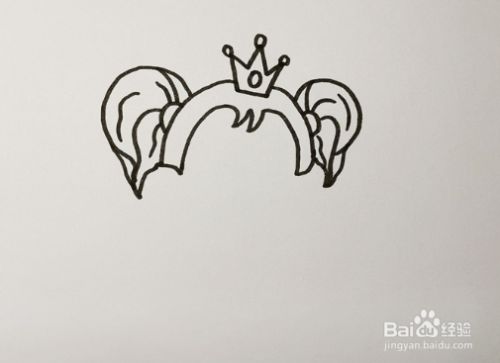 注意画出发丝的纹理,并在小公主的头顶画上一顶皇冠