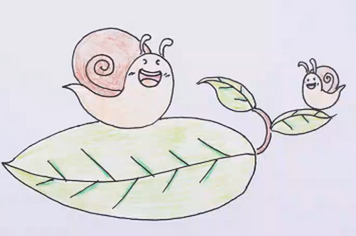 儿童简笔画 --- 两个可爱的小蜗牛,一起去旅游