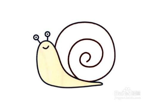 儿童彩色简笔画-彩色蜗牛的简笔画法