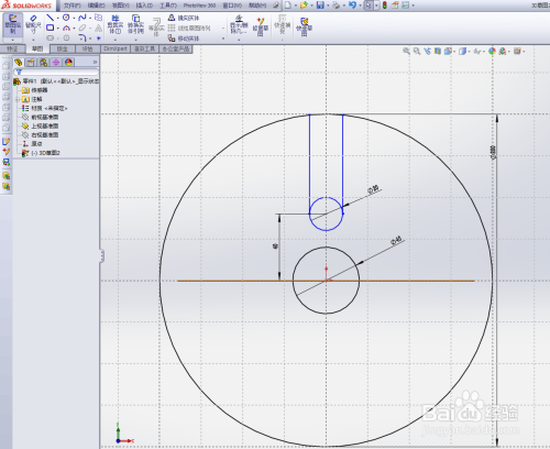 solidworks绘制圆形缺口垫片的方法