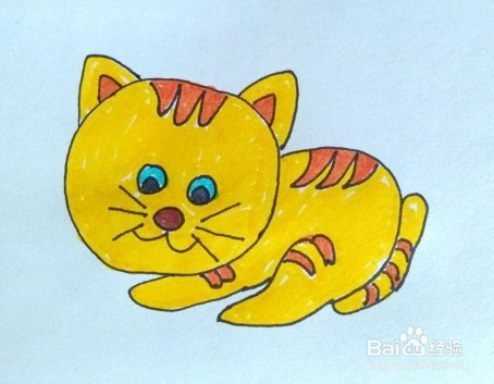 儿童简笔画:教你怎么画猫(彩色)